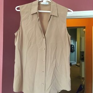 Tan silk everlane shirt